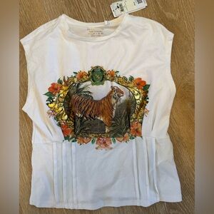 NWT Guess Corset Tee with Tiger print